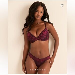 Burgundy Lace Bra and Panty Set
